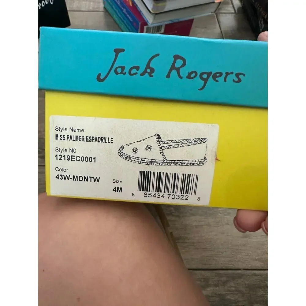 NWT Jack Rogers Kids' Midnight Navy Miss Palmer Espadrille Flats Size 4M